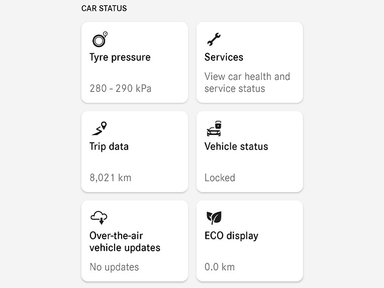 V aplikaci Mercedes-Benz na chytrém telefonu se zobrazí budoucí požadovaná vozidla Mercedes-Benz.