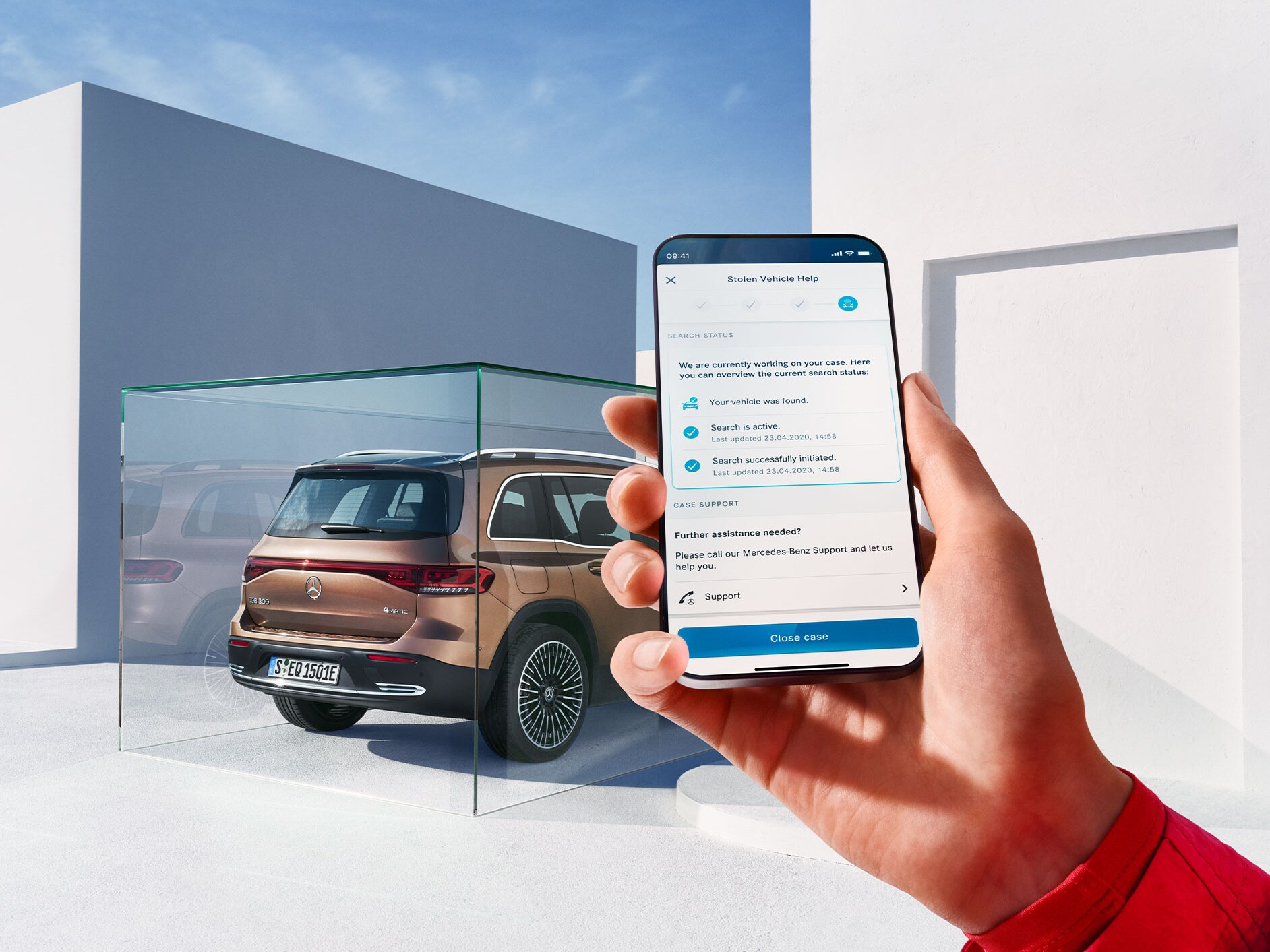 Na chytrém telefonu je prostřednictvím digitálního doplňku k&nbsp;tématu GUARD 360° nabídnuta pomoc při odcizení vozidla.