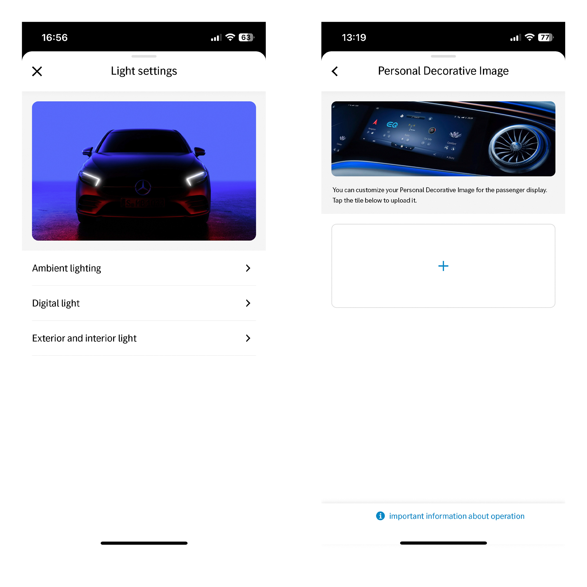 Personalizace | Funkce ovládané na dálku | Mercedes-Benz Displej multimediálního systému MBUX zobrazuje digitální doplněk Personalizace.