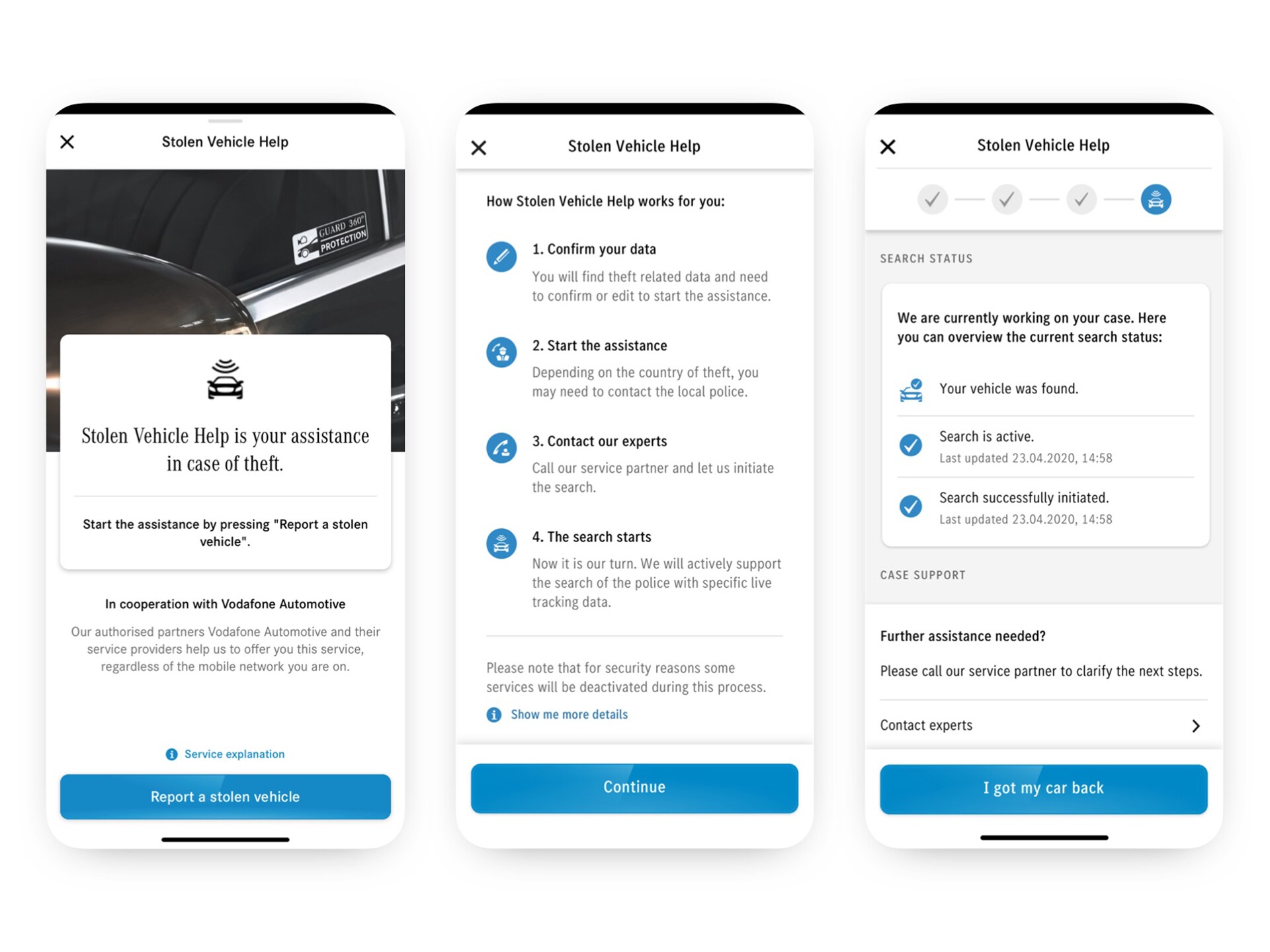 Pomoc při odcizení vozidla od Mercedes-Benz.