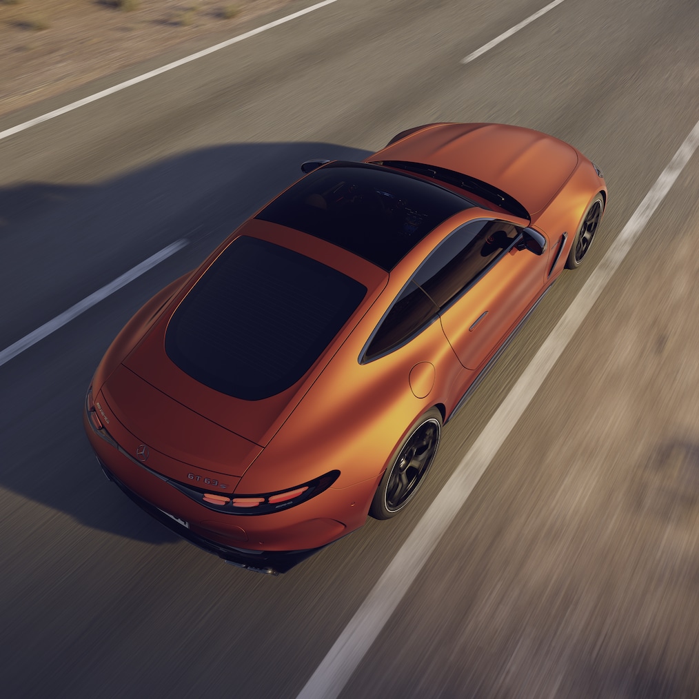 Čtyřlitrový motor&nbsp;V8 se dvěma turbodmychadly vozidla Mercedes-AMG GT 63 S E PERFORMANCE kupé.