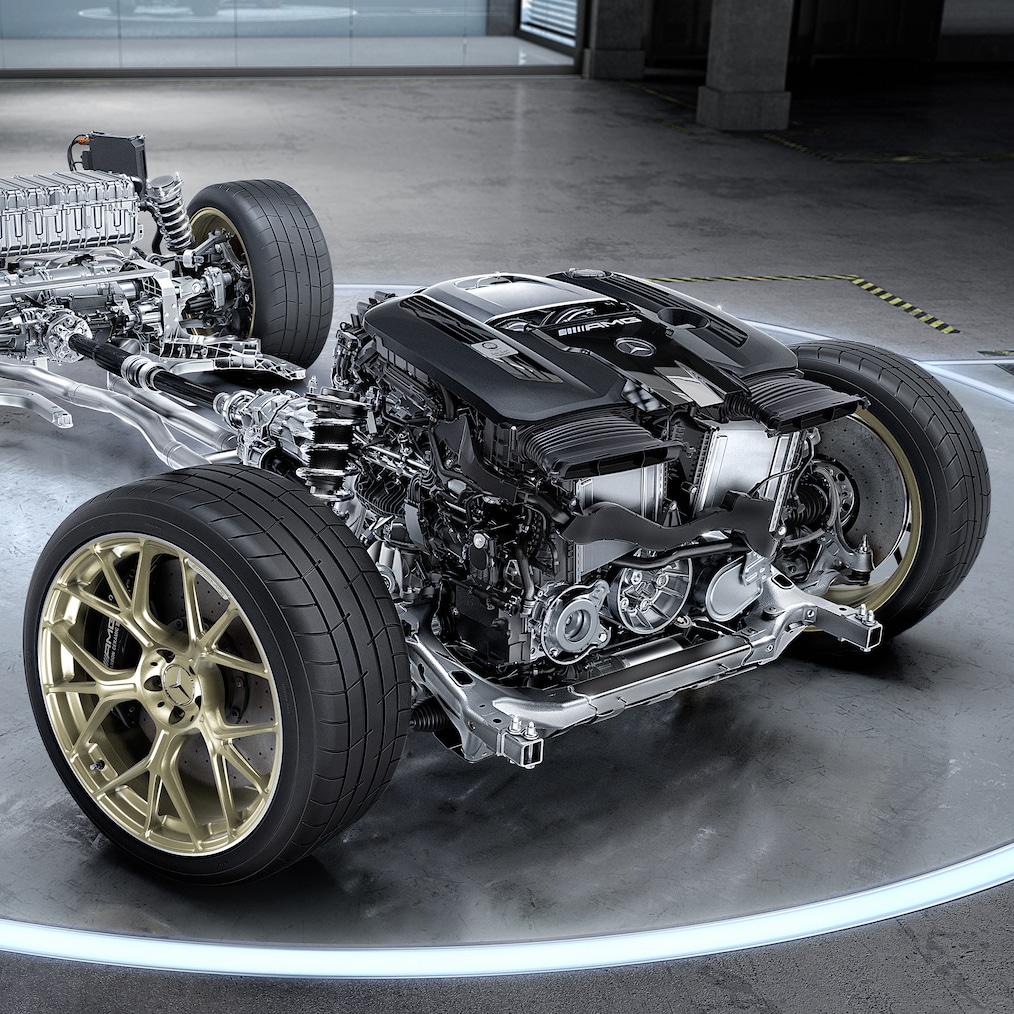 Hybridní systém pohonu modelu Mercedes-AMG GT 63 S E PERFORMANCE kupé.