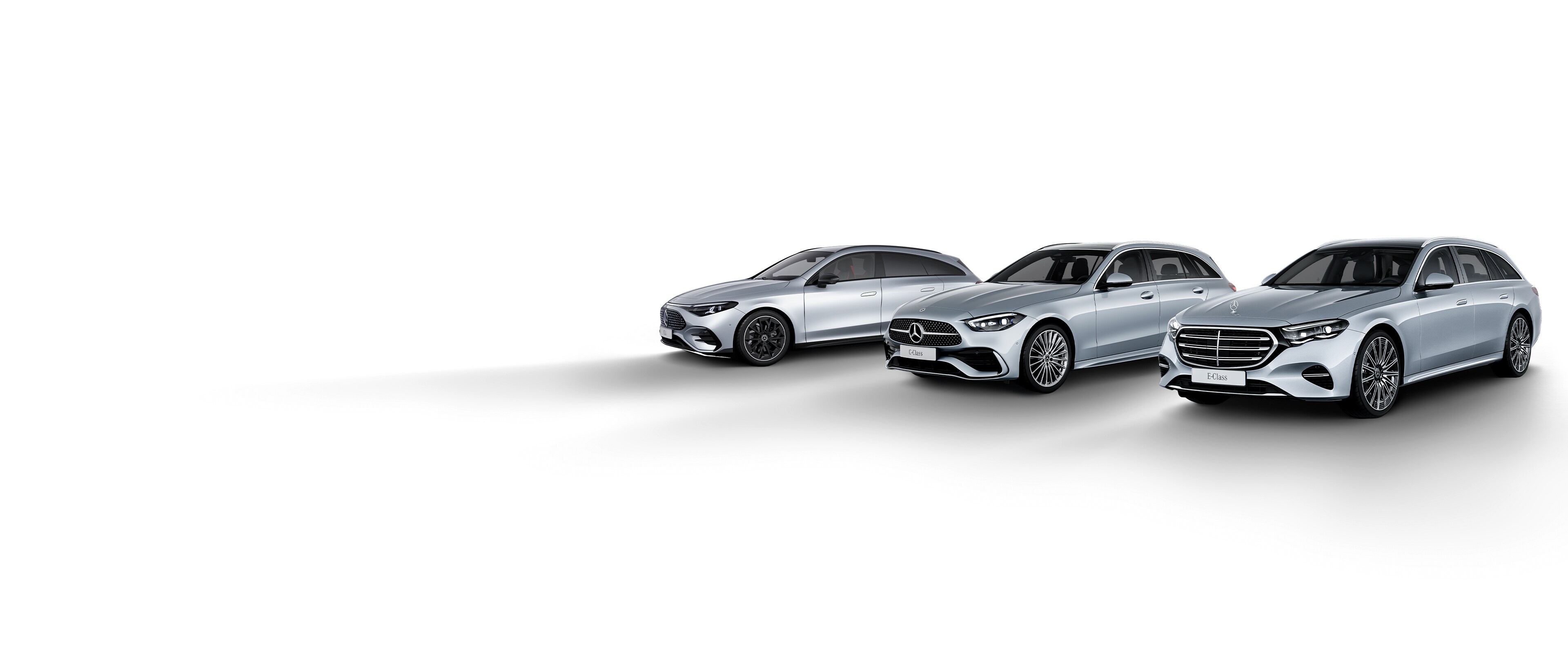 Řada modelů kombi Mercedes-Benz: CLA Shooting Brake, Třída C kombi a Třída E kombi.