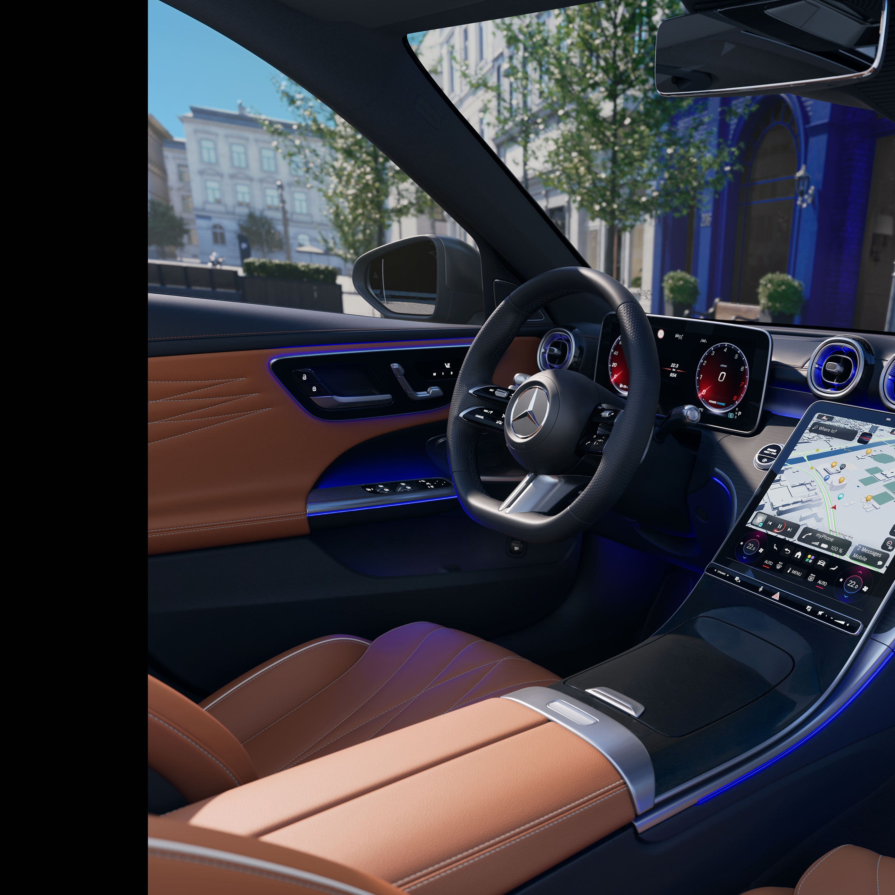 Interiér nové Třídy&nbsp;C sedan od Mercedes-Benz.