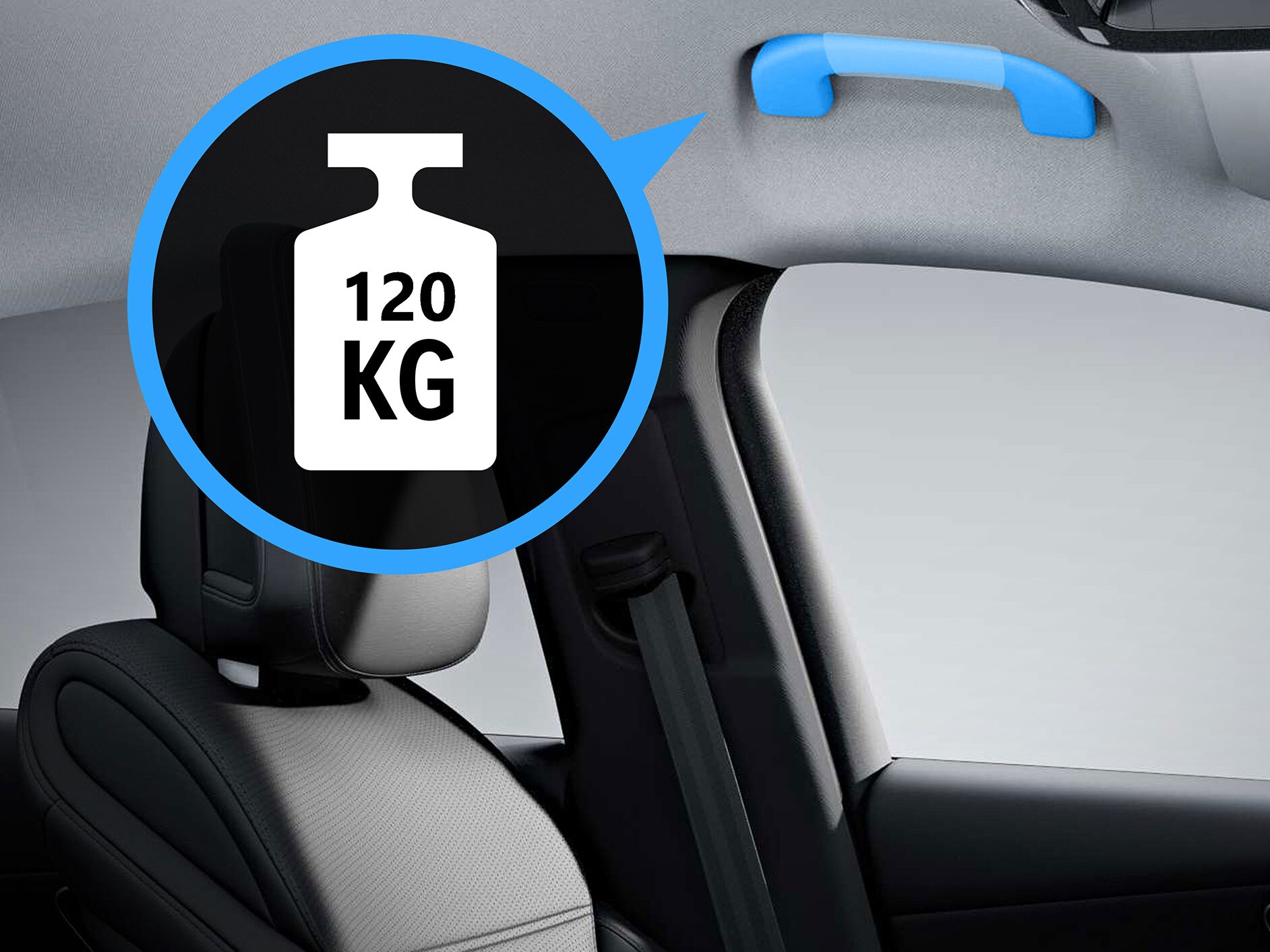 Znázornění zesíleného komfortního držadla Mercedes-Benz.