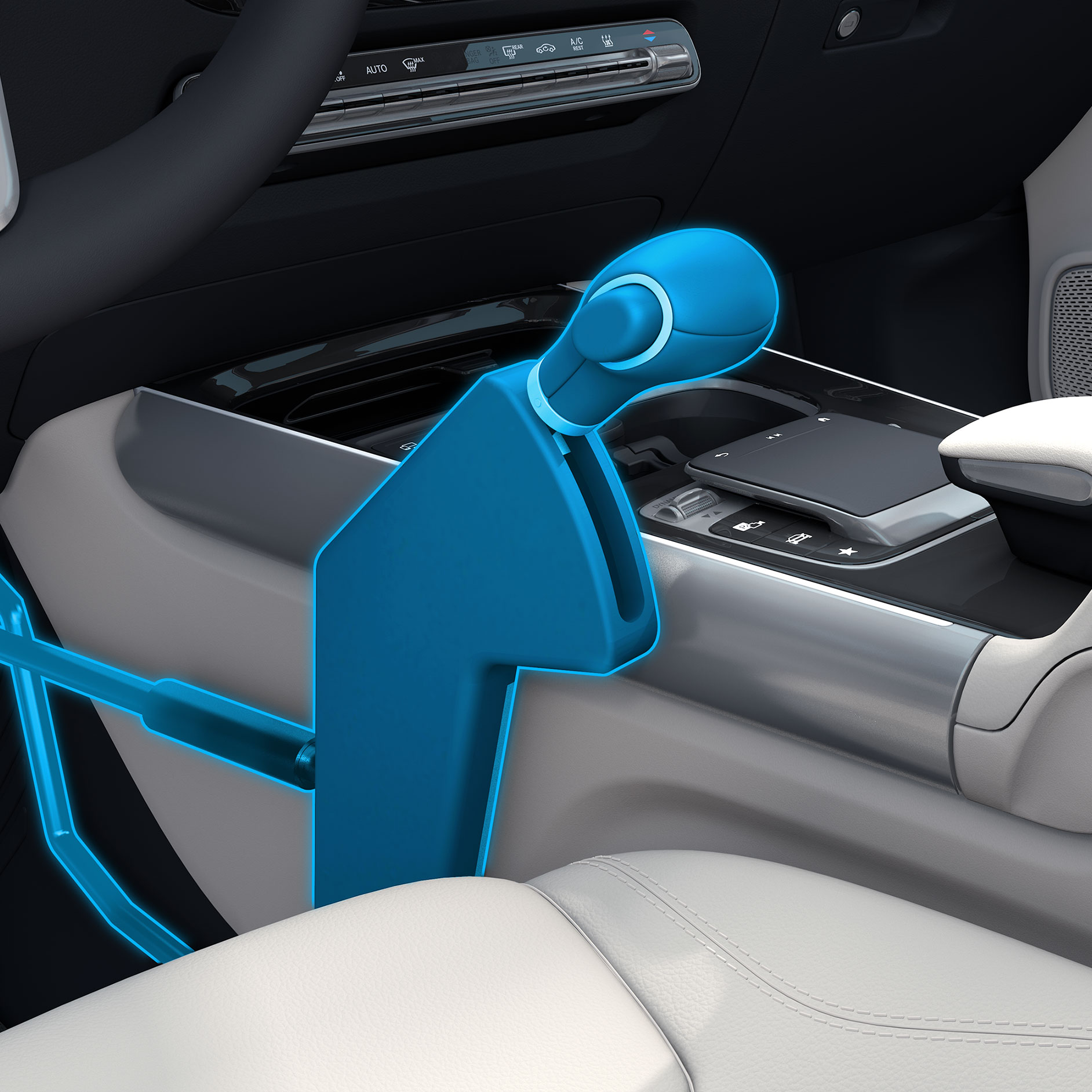 Zařízení pro ruční ovládání Easy Speed | Pomůcky pro jízdu | Mercedes-Benz Pohled na zařízení pro ruční ovládání v kombinaci s vozidlem pro invalidy.