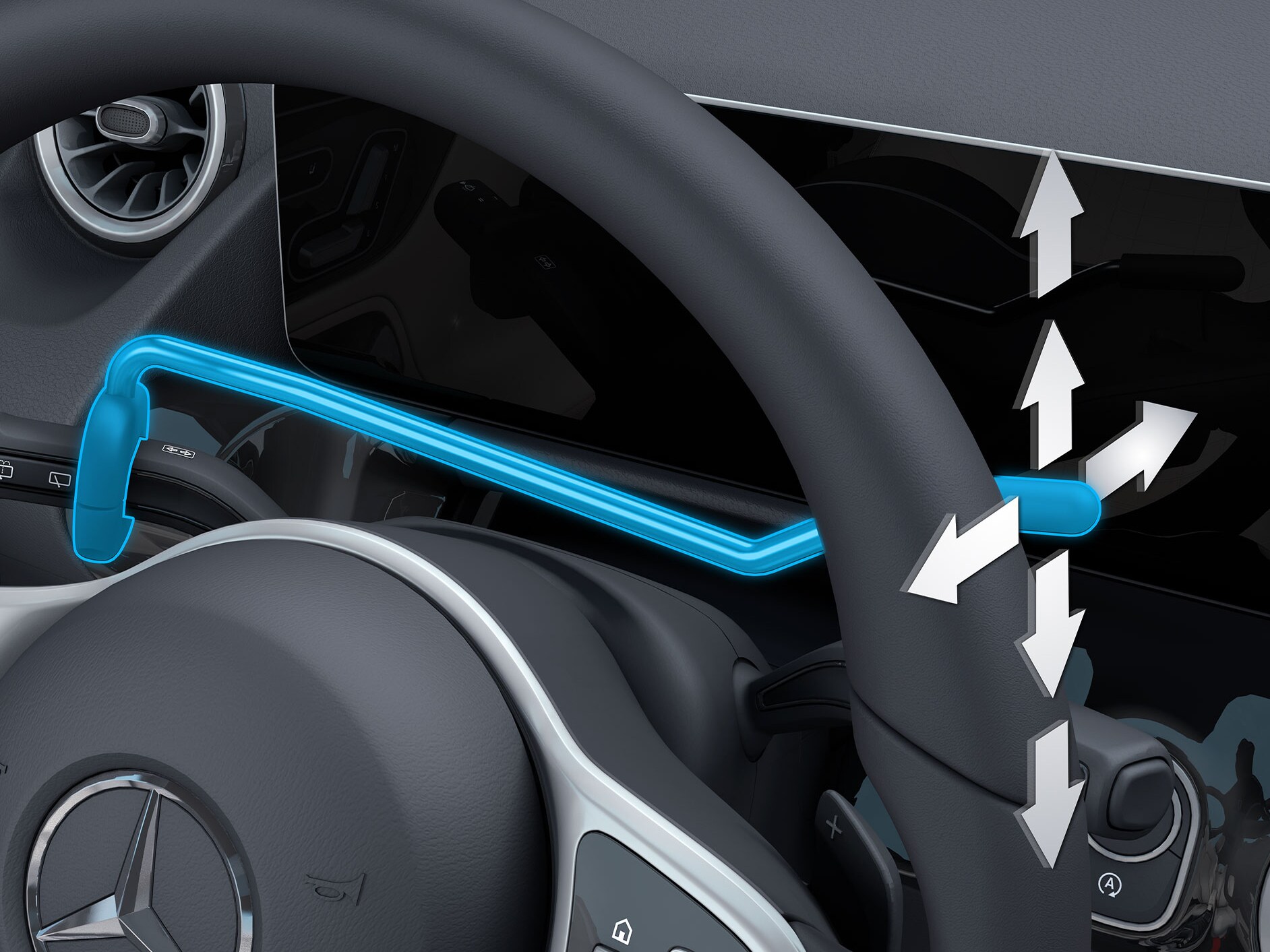 Detailní pohled na přesunutý kombinovaný přepínač v&nbsp;kombinaci s&nbsp;vozidlem vhodným pro invalidy.