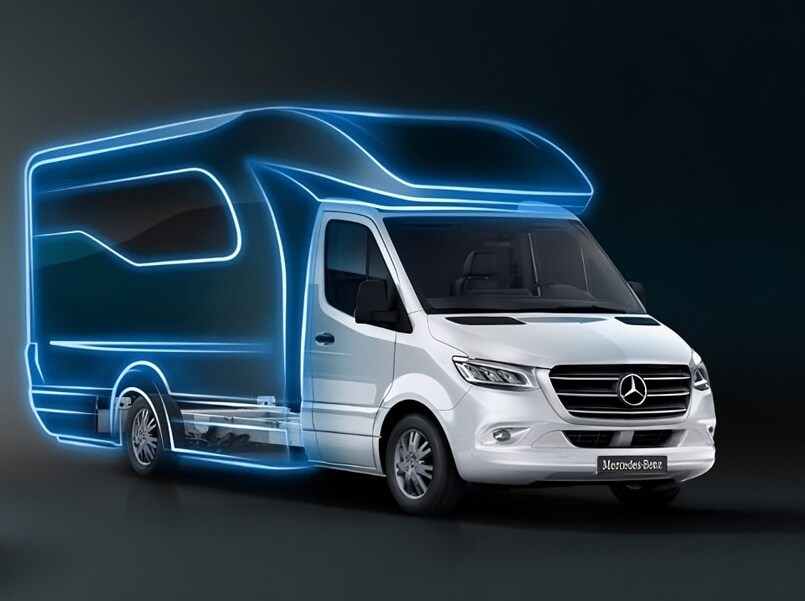 Cestovní automobil Mercedes-Benz Sprinter s&nbsp;pohonem všech kol pro lepší trakci