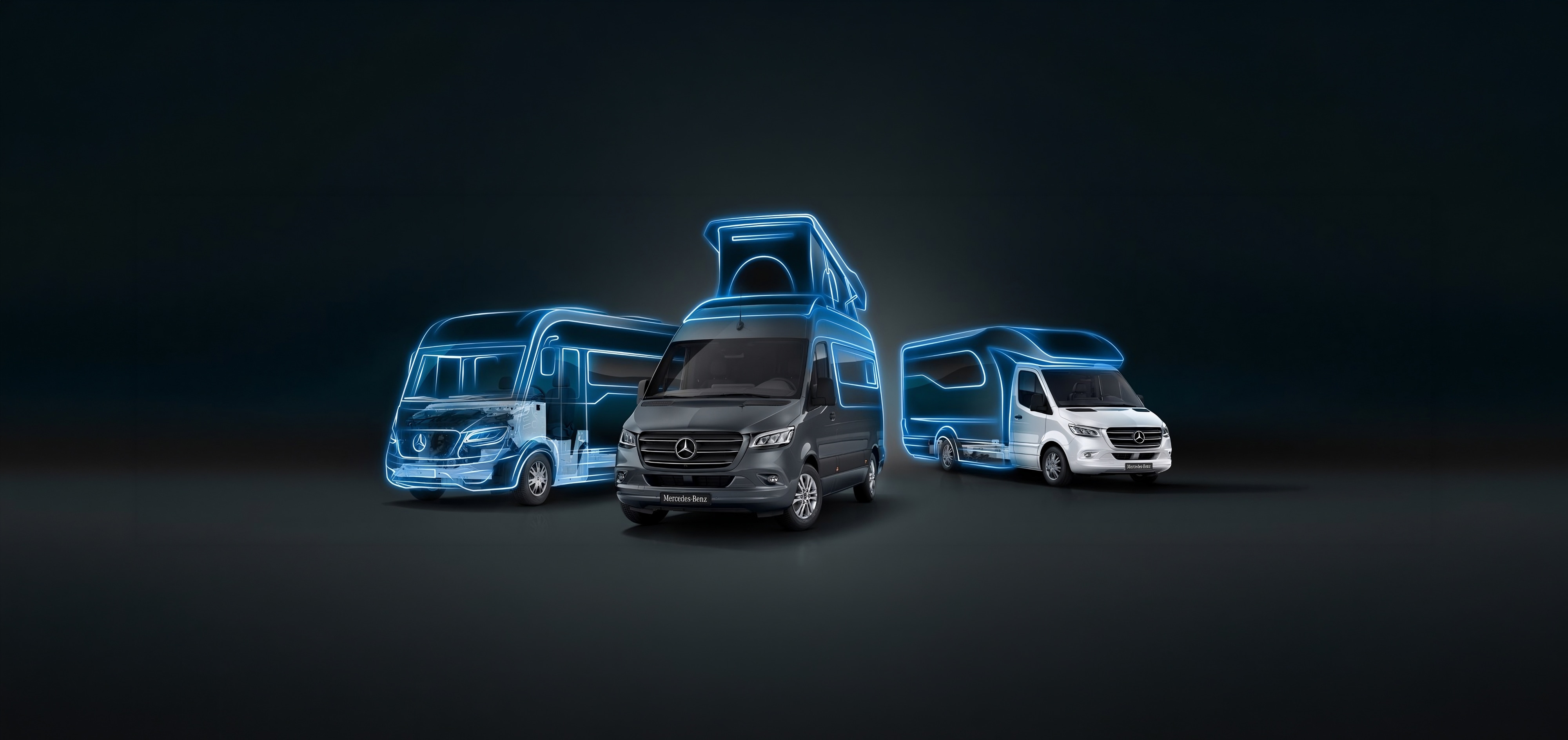 Polointegrovaný obytný vůz | Cestovní automobily Sprinter | Mercedes-Benz Cestovní automobil Mercedes-Benz Sprinter zaparkovaný u malebného břehu řeky.