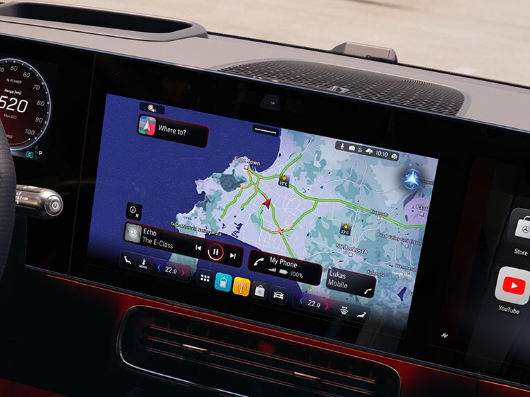 Nový čistě elektrický Mercedes-Benz CLA s navigací s elektrickou inteligencí.