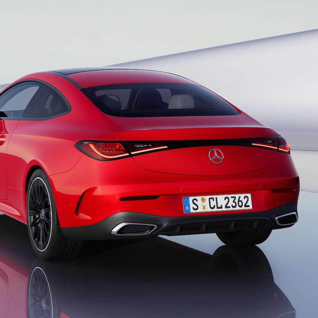 Design zádi nového vozidla CLE kupé od Mercedes-Benz.