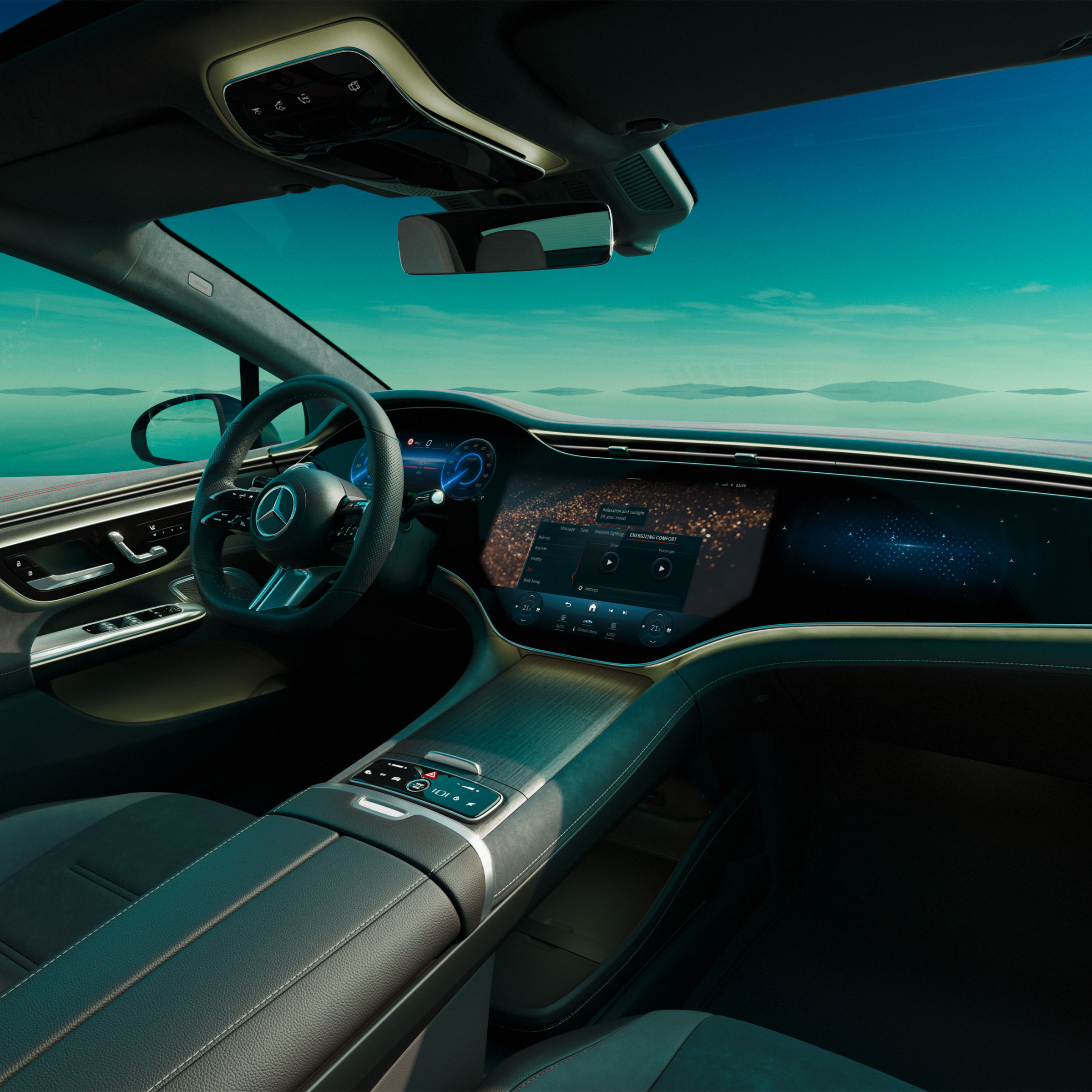 Interiér EQE sedan od Mercedes-Benz.