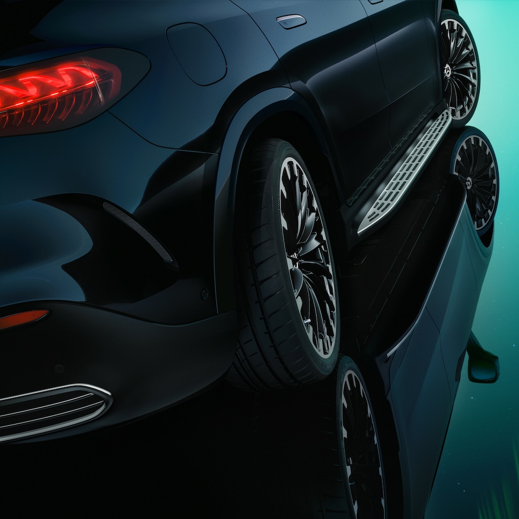 Řízení zadní nápravy ve vozidle EQE SUV od Mercedes-Benz.