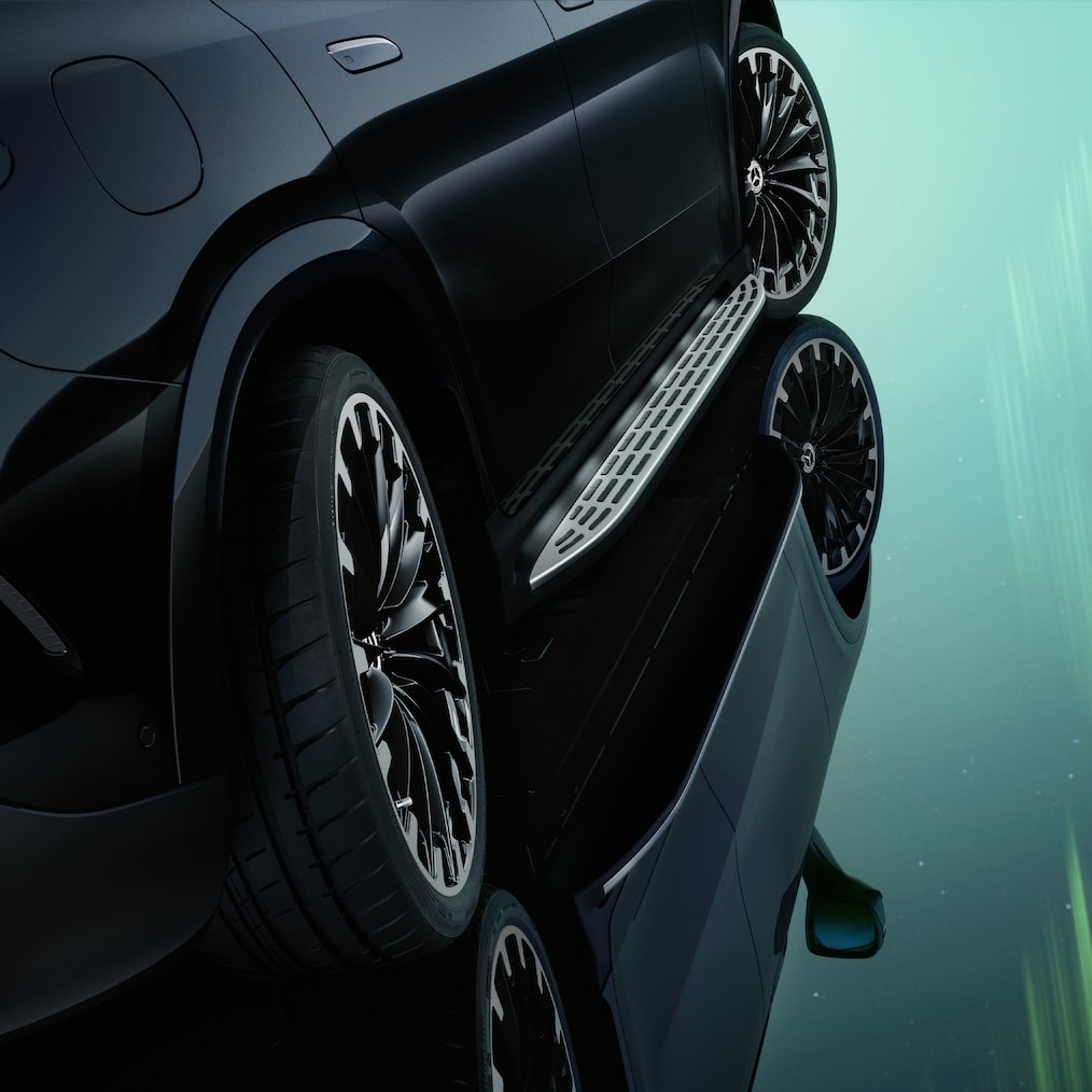 Řízení zadní nápravy ve vozidle EQE SUV od Mercedes-Benz.