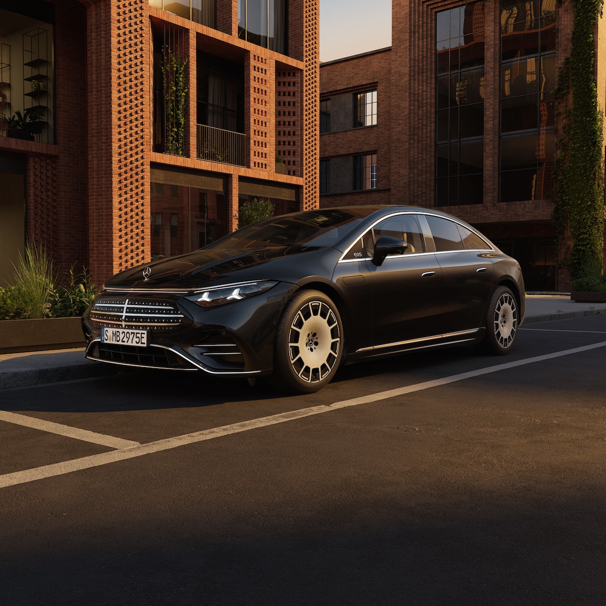 Exteriér nového plně elektrického EQS od Mercedes-Benz.