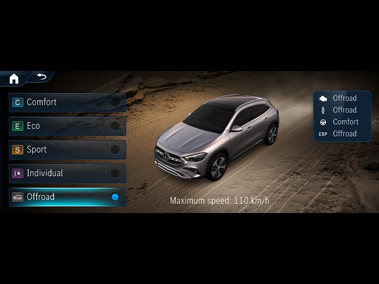 Sada Offroad Technik v novém modelu Mercedes-Benz GLA.