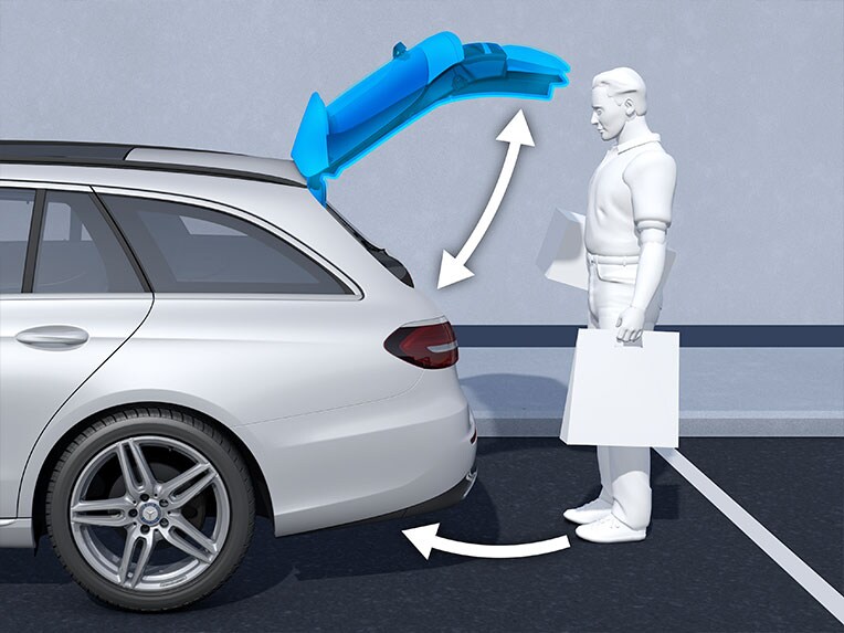 Znázornění funkce HANDS-FREE ACCESS v modelu GLB od Mercedes-Benz.