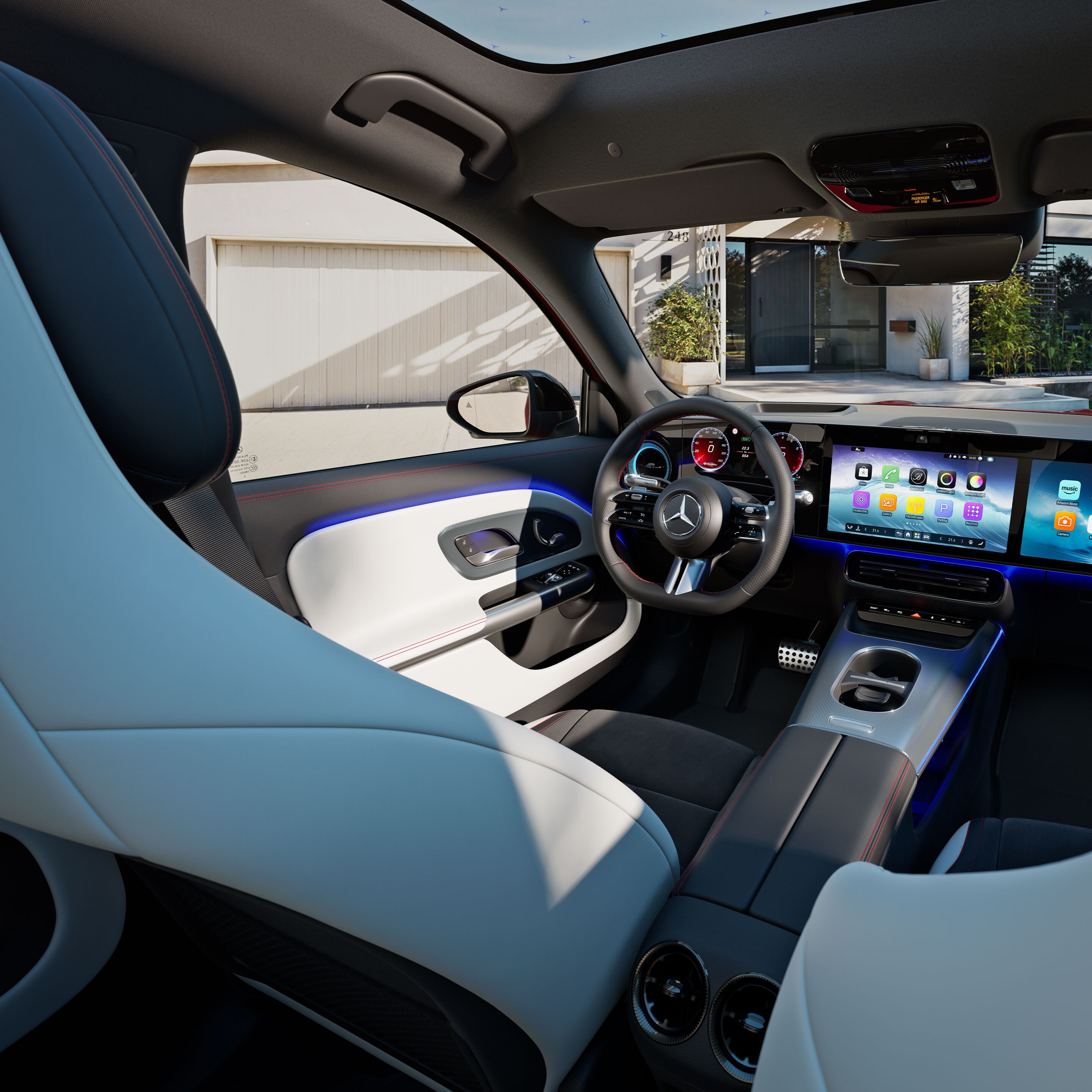 Interiér nového vozidla GLB od Mercedes-Benz.