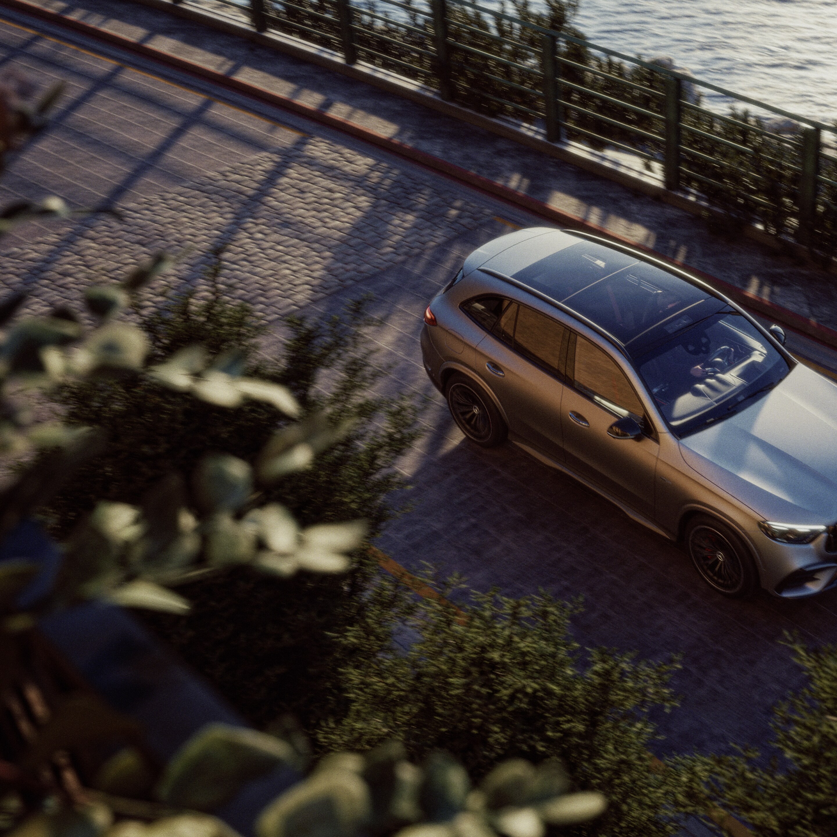 Exteriér nového vozidla Mercedes-AMG GLC SUV.