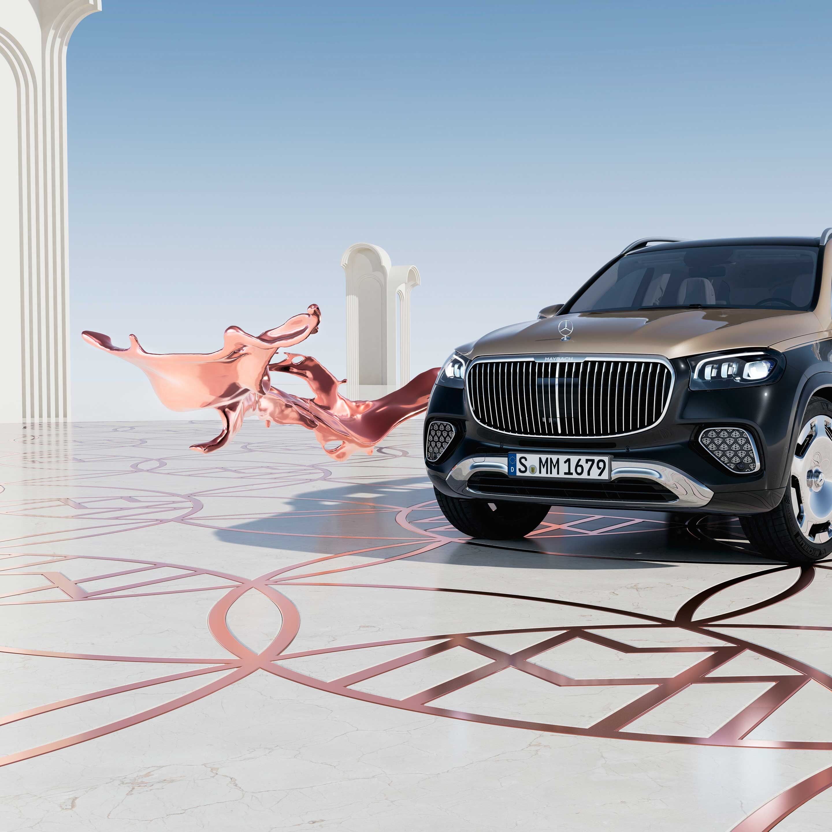 Pohled zepředu na vozidlo Mercedes-Maybach GLS SUV.