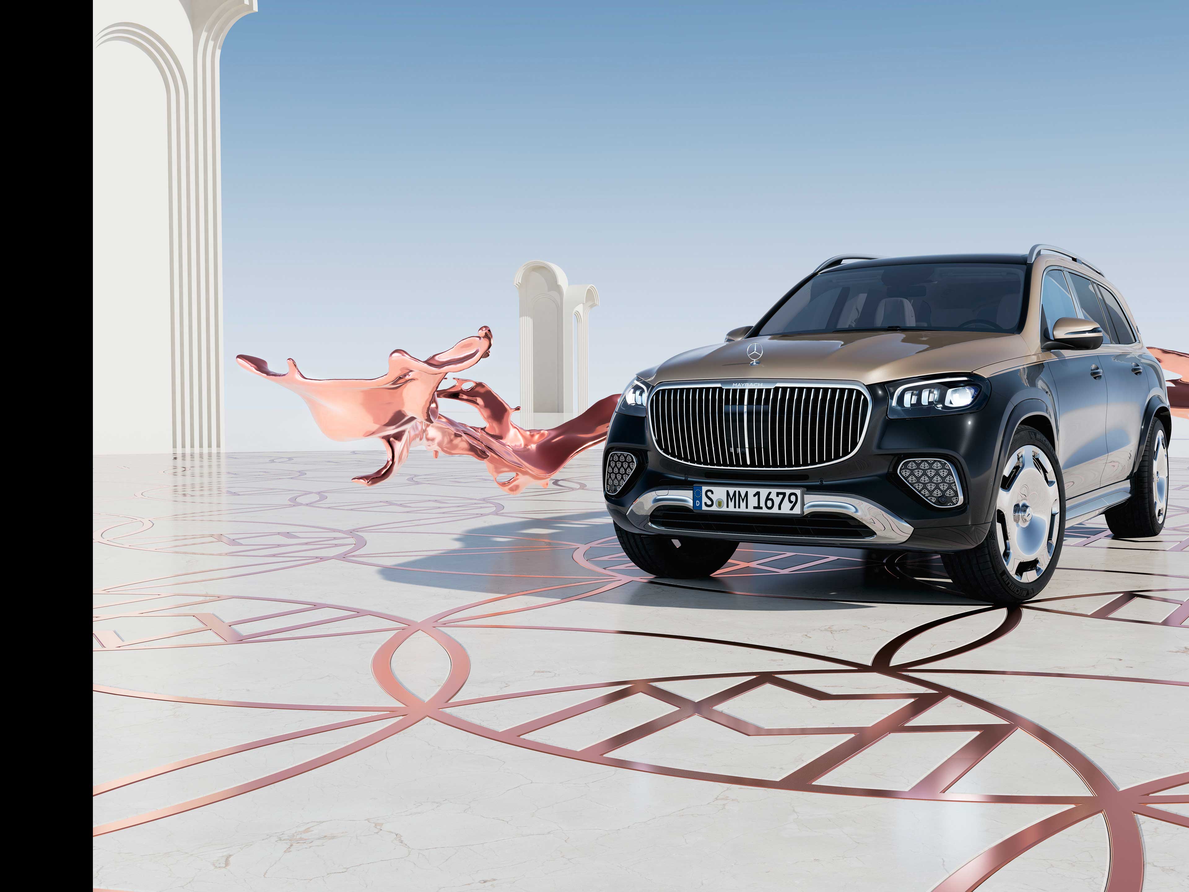 GLS SUV | Značka | Mercedes-Maybach Pohled zepředu na vozidlo Mercedes-Maybach GLS SUV.