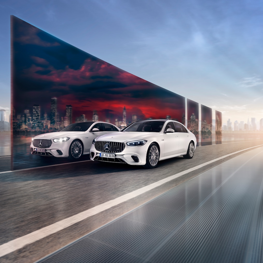 Dynamický pohled na model Mercedes-AMG S 63 E PERFORMANCE (jízdní situace).