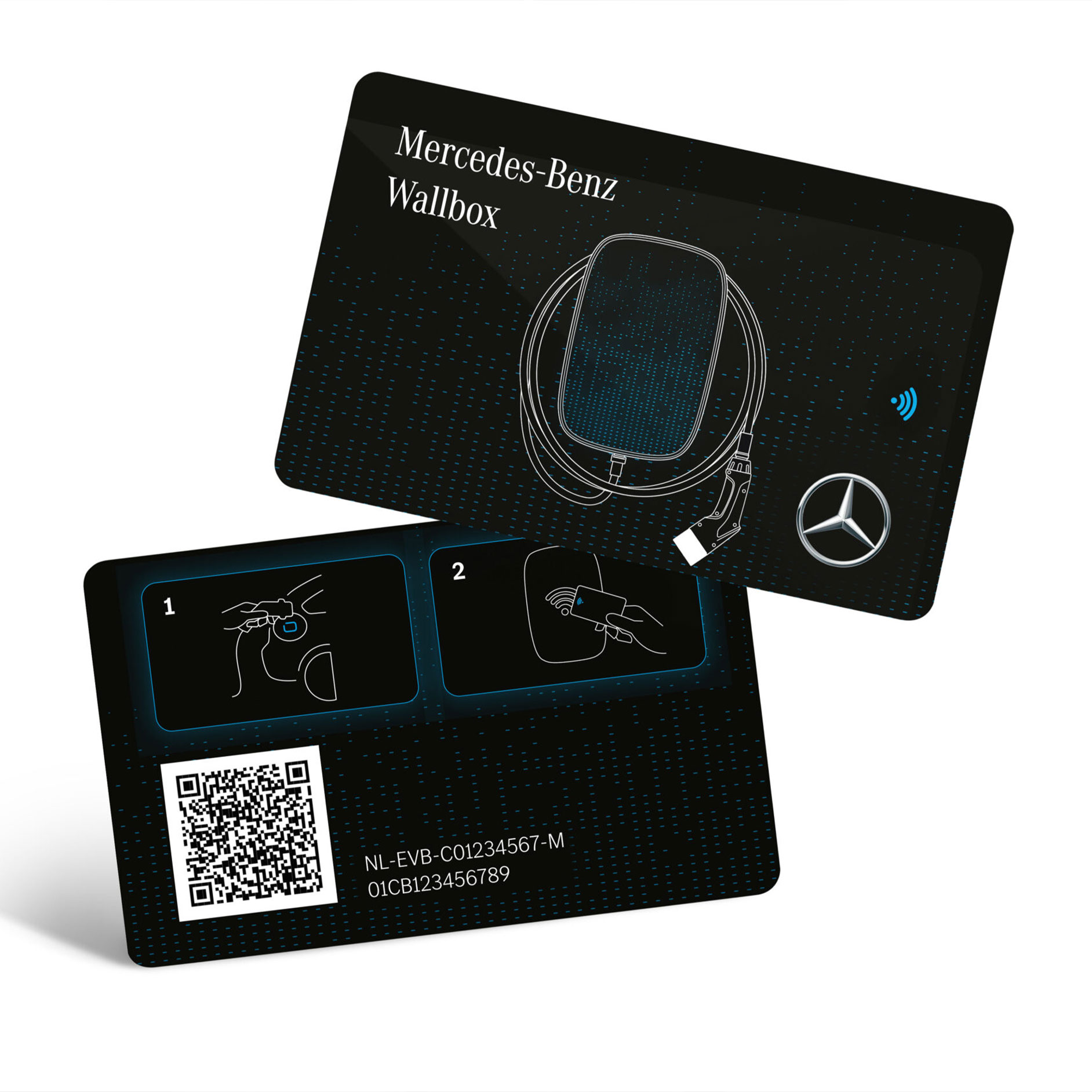 RFID | Nabíjení | Mercedes-Benz Karta RFID Mercedes-Benz s odpovídajícím balením.