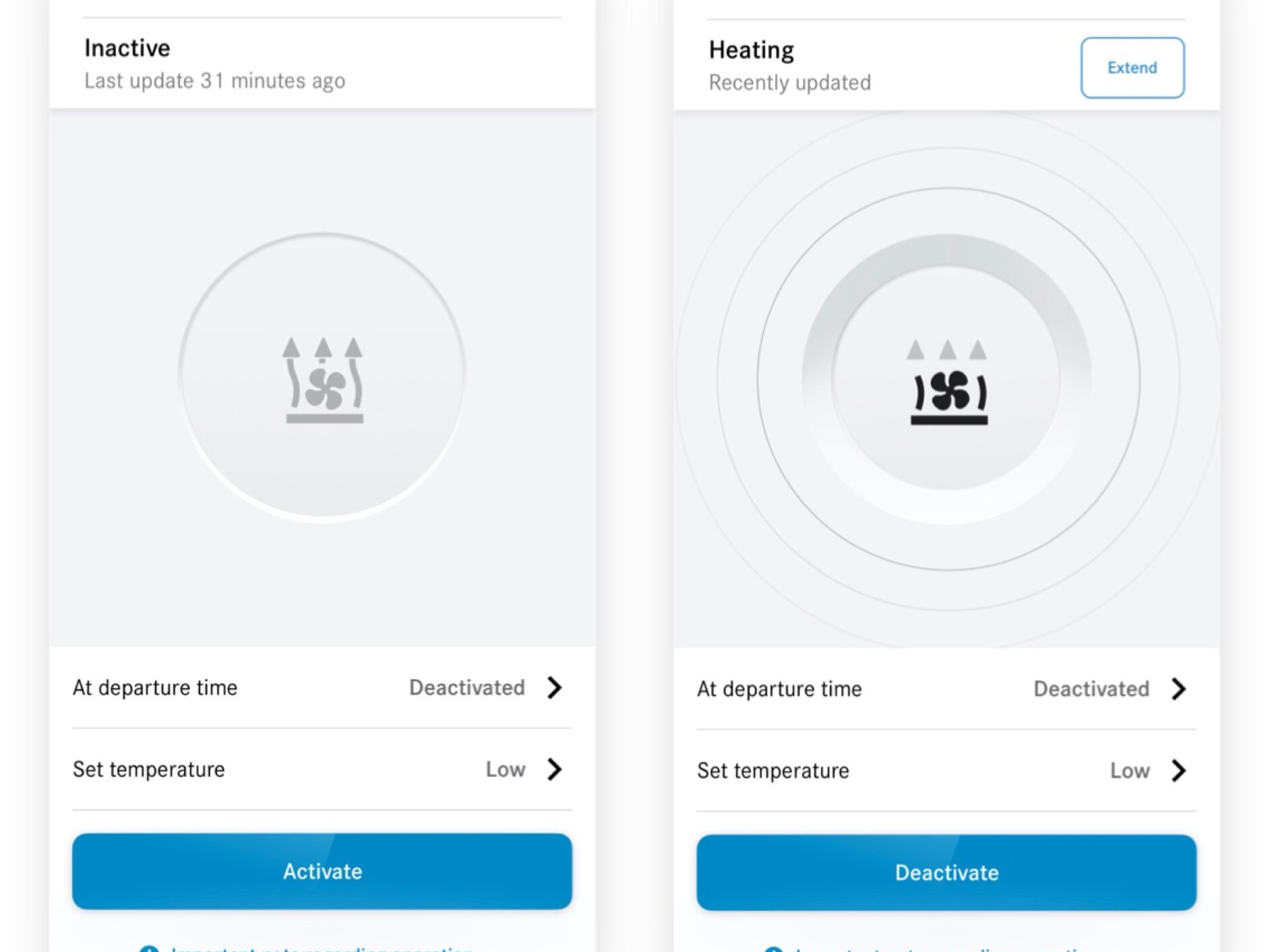 Na chytrém telefonu je pomocí digitálního doplňku Programování nezávislého topení/větrání nastavena klimatizace.