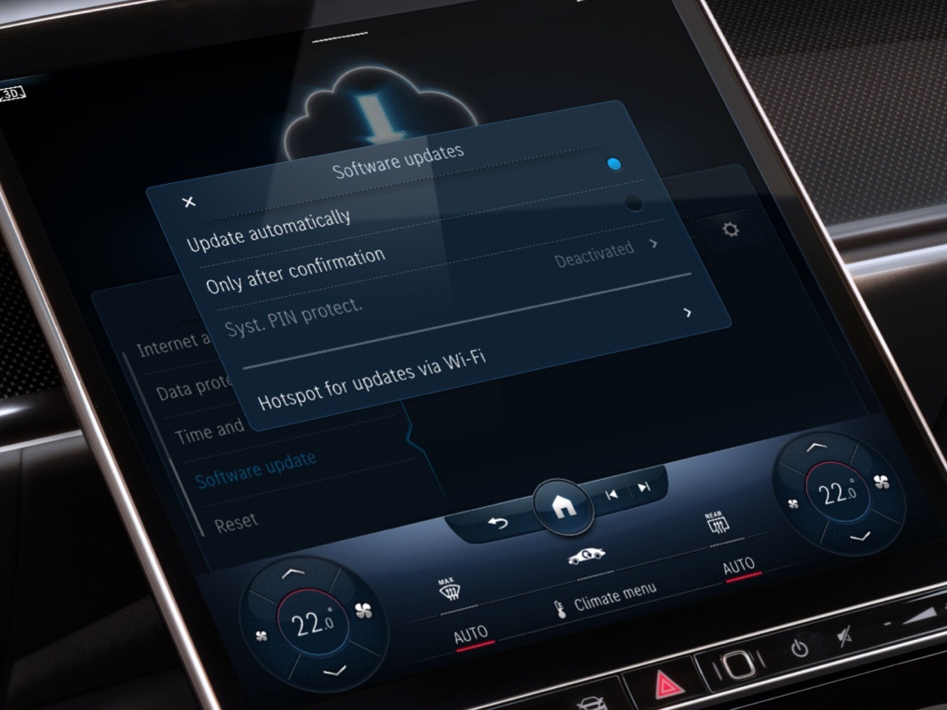 Na multimediálním systému MBUX se prostřednictvím digitálního doplňku Online aktualizace map aktualizují navigační mapy.