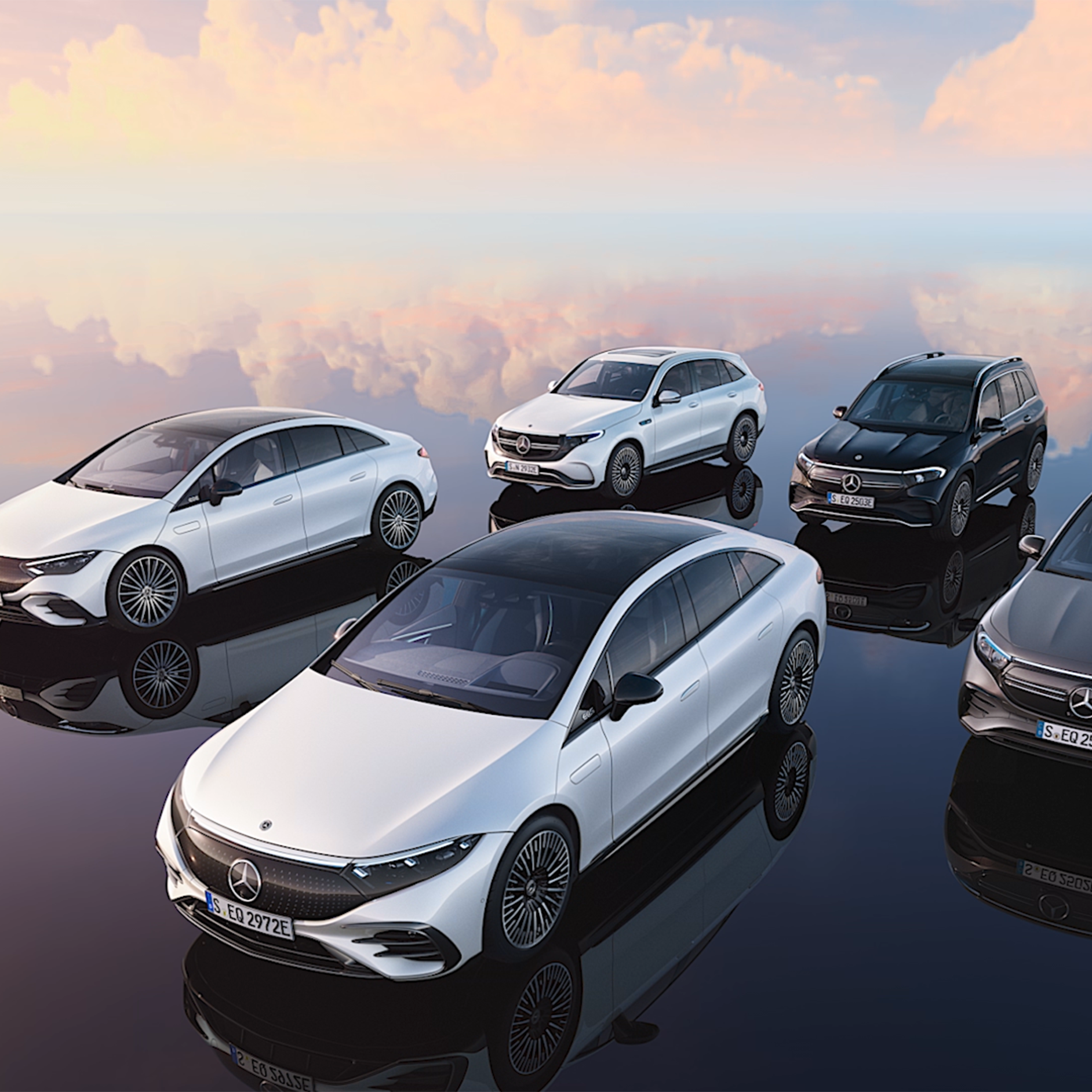 Mercedes-Benz | Elektromobily Modely elektromobilů Mercedes-Benz při bočním pohledu zepředu