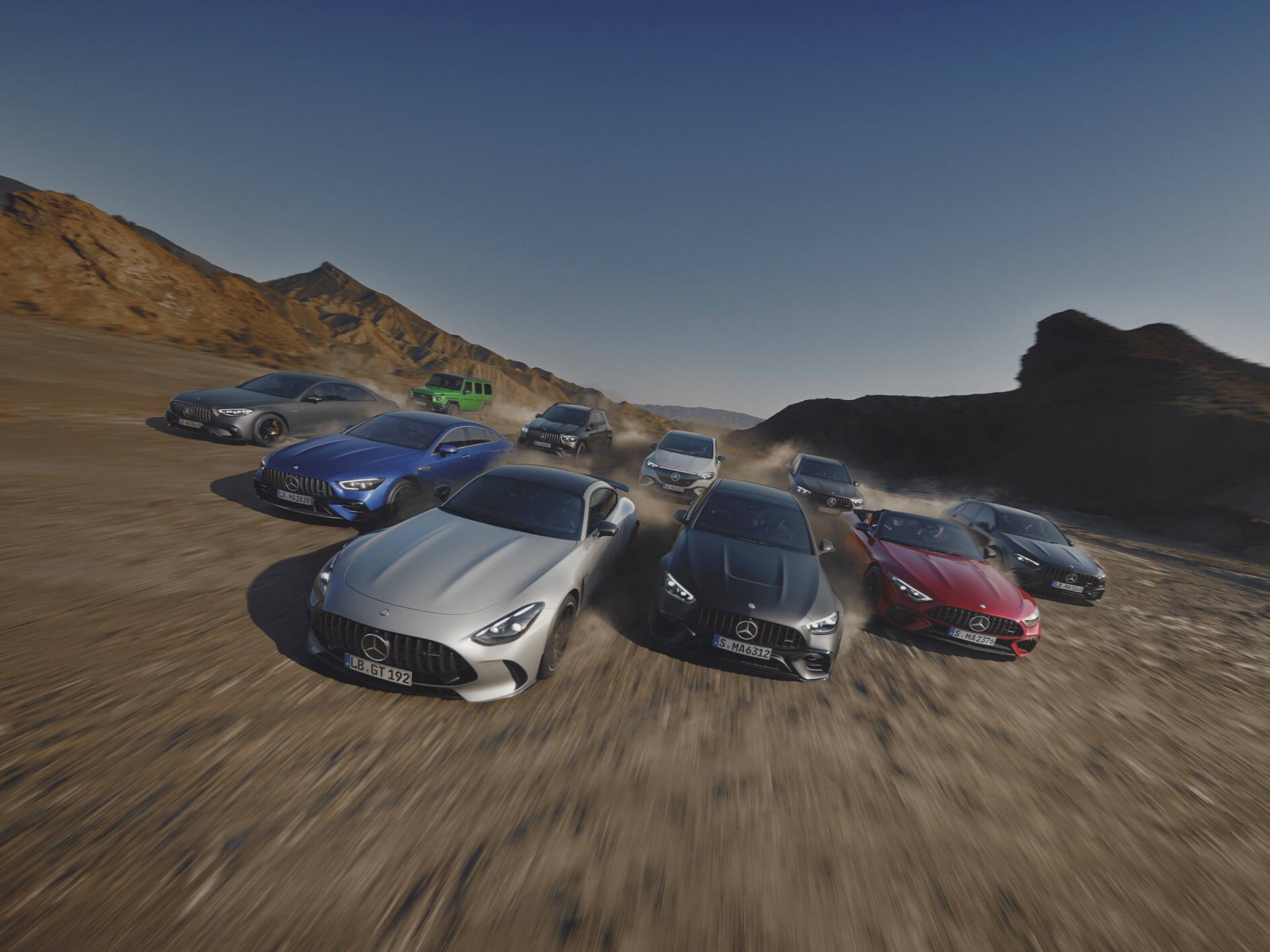 Skupina vozidel Mercedes-AMG.