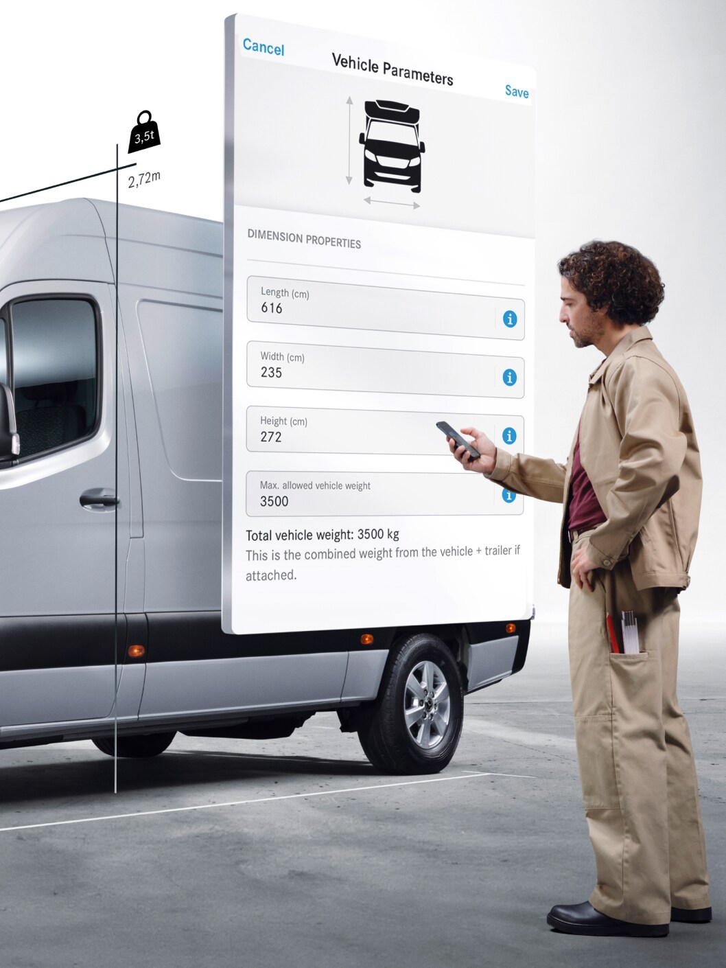 Digitální doplňky pro podvozek Mercedes-Benz eSprinter.