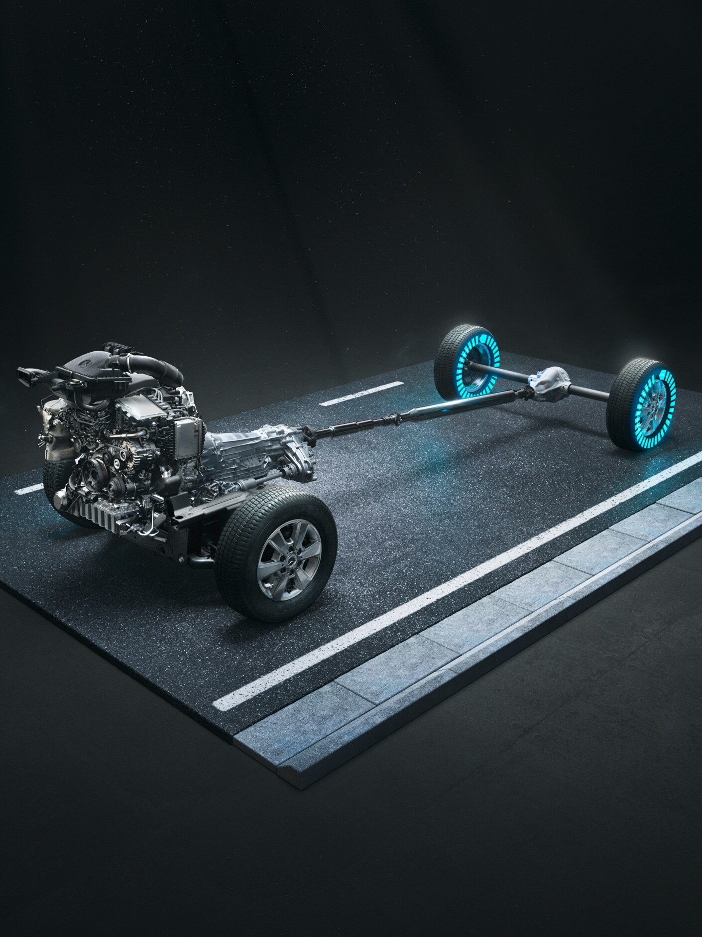 Pohon všech kol 4x4 s&nbsp;Torque on Demand valníkového vozidla Sprinter.