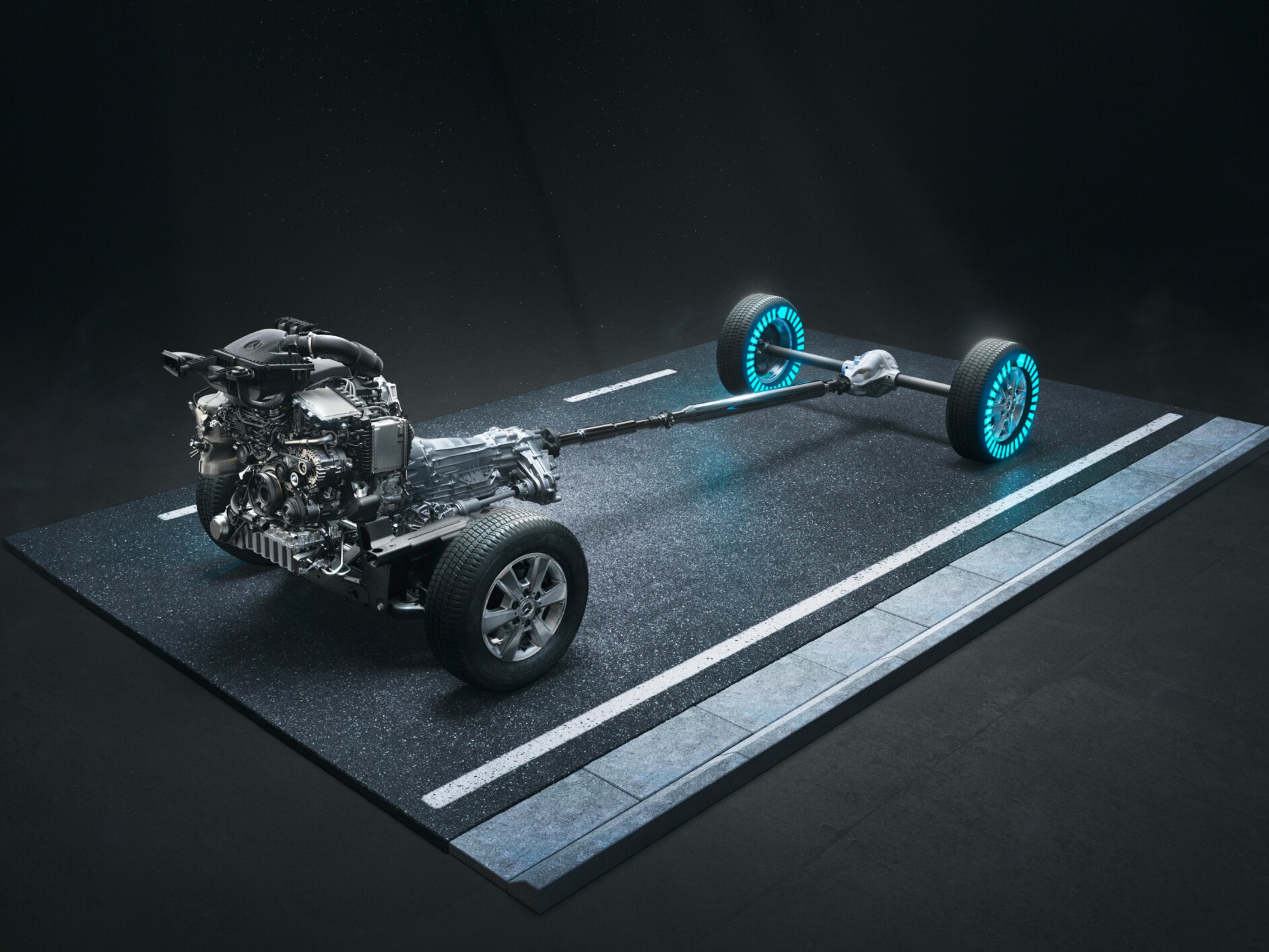 Pohon všech kol 4x4 s&nbsp;Torque on Demand skříňové dodávky Sprinter.